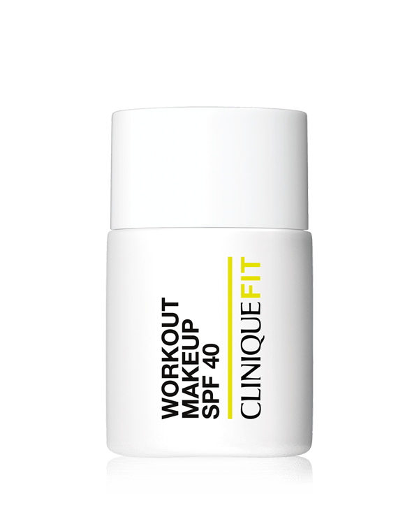 CliniqueFIT™ Workout Makeup Broad Spectrum SPF 40, รองพื้นเนื้อบางเบา ปกปิดระดับบางเบาถึงปานกลางมอบลุคแมตต์ที่ดูเป็นธรรมชาติที่ติดคงทนตลอดการออกกำลังกาย และยังคงดูสวยเมื่อออกกำลังกายเสร็จ