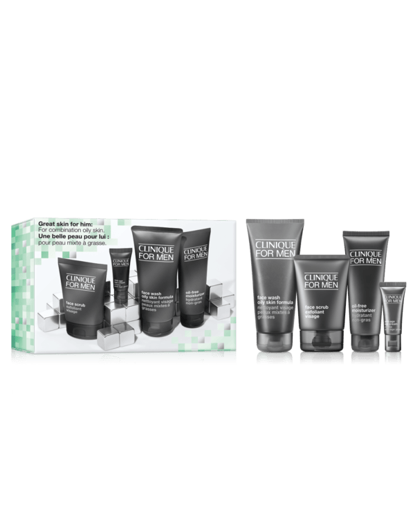 ชุดของขวัญ Clinique great skin for him: for combination oily skin